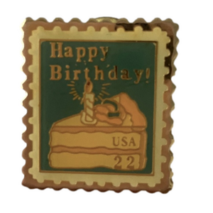 Vintage US Postal Service Happy Birthday Stamp Pin